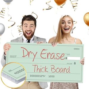 Giant Dry Erase Check - 16" x 32", Reusable Big Oversized Blank Check for Presentation - Great Photo-Op for Fundraisers, Charity & Donation Events