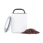 Airscape Coffee Storage Canister (2.5 lb Dry Beans) - Big Kilo Size Canister with Patented CO2 Releasing Airtight Lid Pushes Air Out to Preserve Food Freshness - Matte Finish Food Container (White)