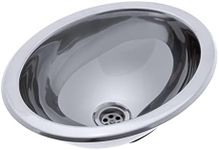 Ambassador Marine Oval Stainless Steel Round Bottom Ultra Mirror Polished Finish Sink, 13 1/4-Inch Long x 10 1/2-Inch Wide x 5 1/4-Inch Deep