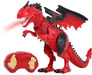 Kiddie Play Remote Control Walking RC Dinosaur Toy Smoke Breathing Dragon with Lights & Sounds