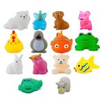 WISHKEY Plastic Bath Toy Set of 12 Pcs Chu Chu Colorful Animal Shape Toy for New Born Babies, Fun Bathtime Buddies for Toddlers (Pack of 12, Multicolor)