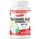 Nutridom Hyaluronic Acid 200mg with Vitamin C 150mg, All Natural, Non-GMO, Vegan, Gluten-free, Dairy-free, and Soy-free (60 Count)