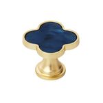 Amerock 2PK36970NVB Accents Clover Cabinet Knob | Furniture Knob | 1-1/4 inch (32mm) Length Gold/Navy Blue Decorative Drawer Pull