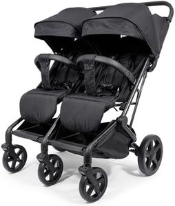 For Your Little One Duo Twin Easyfold Pushchair - Black, Foldable, for Newborn to 3 Years, Compact & One Hand Folding, Only 76cm Wide