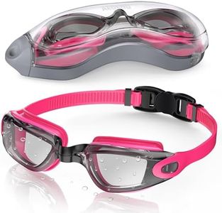 Aegend Swim Goggles, Swimming Goggles No Leaking Full Protection Adult Men Women Youth, Raspberry-red Black