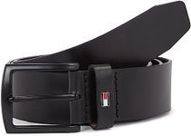 Tommy Hilfiger Men Denton Matte 3.5 Belt Leather, Black (Black), 85