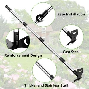 Long Handle Weed Remover Tool 148cm – 2-in-1 Garden Hoe & Rake with Gloves