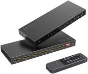 PORTTA HDMI Matrix 4 in 2 out 4K 60Hz 4:4:4, 4x2 Switch Splitter with optical 3.5mm Audio Extractor, 16 EDID Modes, IR Remote Support HDMI 2.0b, HDCP 2.2/2.3, HDR, ARC, 3D, 18Gbps - Downscaler