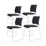 REMURITA Stacking Chairs Set Black Armless Stackable Office Guest Chair with Padded Seat and Back,Waiting Room Reception Chair for Cafeteria,Library, Laboratory,Training Room (4 Pack), REMU-001