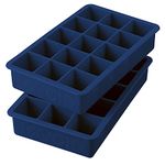 Tovolo Perfect Cube Ice Tray Set of 2 (Deep Indigo) - Reusable Silicone Molds for Whiskey, Cocktails, Coffee, Bartender Accessories, & Smoothies/BPA-Free & Dishwasher-Safe