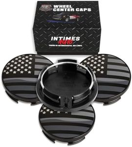 InTimesAuto 63MM 2.5 Inch Wheel Center Caps for Dodge Ram 6KF18TRMAA Rim Wheel Center Hub Caps, Pack of 4 Gloss Black with American Flag