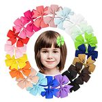 PALAY 20 Pieces Hair Bows For Kids Girls 3 Inch Grosgrain Ribbon Hair Bows Alligator Clips For Baby Girls, Hair Accessories, Multi