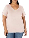 Amazon Essentials Women's Plus Size Short-Sleeve V-Neck T-Shirt, Light Pink, 2X