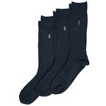 Polo Ralph Lauren Men's Super Soft Ribbed Dress Crew Sock 3 Pack, Navy, Men's Shoe Size: 12-17, Navy, 12-17 Big Tall