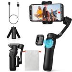 hohem iSteady X3 SE Gimbal Stabilizer for iPhone, 3-Axis Phone Gimbal, Detachable Remote Control, Portable and Foldable, Gimbal for iPhone 16,15 &Android, Gimbal for Youtube Vlog TikTok, Black