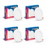Crompton Star Slim Recessed Downlighter 12W Round Cool Day Light | Pack of 4 | False Ceiling required, Cutout: 6" | For Hall, Bedroom, Kitchen, Office, Store