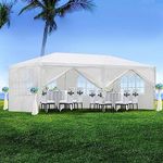 10'x20' Party Tent, Outdoor Tents for Parties, Wedding, Event and Birthday, Outside Large Canopy Tent with 6 Sidewalls & 2 Zipper Doors. Big Gazebo Tents for Backyard, Garden, White