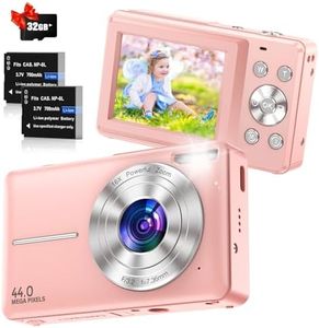 Cámara Digital Cámara De Fotos Digital 1080P HD 44MP Cámara Digital Compacta con Zoom 16X, Cámara Compacta con Tarjeta De 32 GB, 2 Baterías Camara De Fotos para Niño/Adolescente/Principiante Rosa