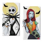 Seliem Halloween Jack Sally Skeletons Kitchen Dish Towels Set of 2, Spooky Skull Moon Bat Hand Towels Drying Baking Cooking Cloth, Funny Holiday Party Fall Seasonal Home Kitchen Decor 18x26 Inch