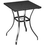 Outsunny Patio Wicker Dining Table with Umbrella Hole, Outdoor PE Rattan Coffee Table with Plastic Board Under The Woven Table Top for Patio, Garden, Balcony, Black