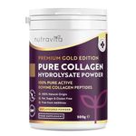 Collagen Powder 500g - Premium Gold Standard Bovine- 50 Servings - Collagen Peptides Supplement with 8 Essential Amino Acids - Made in The UK by Nutravita