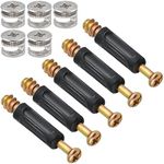 Mesee 50 Sets Furniture Connecting Cam Fittings Kit, Cam Lock Fitting Nuts and Screws with Dowel Furniture Connector Bolt Fastener Attachment Set for Wardrobe/Cabinet/Drawer/Dresser