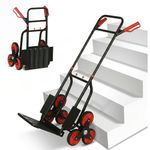 DURHAND Stair Climbing Hand Truck, Heavy Duty Foldable Trolley on Wheels, Multi-Purpose Sack, Steel Truck Moving Trolley, 120kg, Red