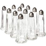 12 Pack of Tower Spice Shakers - 1 Oz Refillable Glass Dispenser & Stainless Steel Chrome Top Lid for Spices, Salt, Pepper & Seasonings for Gourmet Food, Restaurant Dining & Home Kitchen Supplies