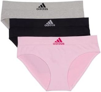 adidas Women's Seamless Hipster Underwear 3 Pack, Pink Heather/Black/Heather Grey, Medium