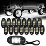 Hovano 16 Pods White Rock Lights 6000K Pure White 36 LEDs SMD Chips Super Bright Neon Underglow Light IP68 Waterproof for Pickup Trucks SUV UTV ATV RZR Car Boats (White)