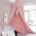 Children Bed Canopy Round Dome, Nursery Decorations, Cotton Mosquito Net, Kids Princess Play Tents, Room Decoration for Baby (Pink)