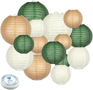 Green Round Chinese Paper Lanterns Decorative 15pcs Hanging Paper Lantern for Rustic Wedding Jungle Wonderland Themed Birthday Party Baby Shower