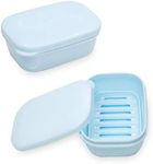 TANCANO Soap Dish Soap Box Soap Holder 2 Pack Container Soap Case for Shower, Waterproof Portable Soap Tray for Travel, Car, Home, Outdoor, Camping, Gym, Sky Blue