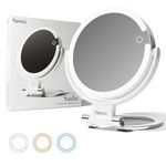 Fancii Travel Magnifying Mirror 10x /1x with Lights, Rechargeable | 9-Inch Extra Large LED Lighted Makeup Mirror, Folding Double Sided Portable Vanity Mirror, 3 Light Settings, Touch Sensor (Sadie)