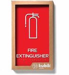 Kubik Letters Fire Extinguisher Sign, ADA Compliant Modern Design Sign with Grade 2 Braille for Fire Extinguisher Location with 3M Double Sided Tape