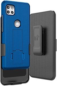 Nakedcellphone Case with Clip Compatible with Motorola One 5G Ace, [Cobalt Blue] Slim Kickstand Phone Cover with [Rotating/Ratchet] Belt Hip Holster Accessory Combination for Moto XT2113