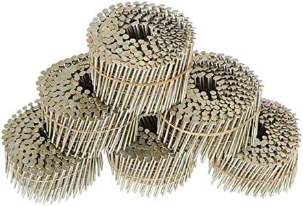 waltyotur 3600 Count Ring Shank Thickcoat Galvanized Coil Roofing Nails 15-Degree Collated Wire Coil 2-1/2 In Small Cap Coil Stud Siding Nails for Fiber Cement Siding, Cedar Siding, Fencing