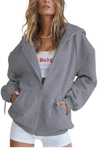 PRETTYGARDEN Women's 2026 Spring Zip Up Y2K Hoodies Casual Long Sleeve Sweatshirts Fall Winter Track Jackets with Pockets (Dark Grey,X-Large)