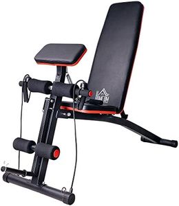 HOMCOM Foldable Adjustable Weight Bench, Strength, Training Sit Up Ab Bench, Incline/Decline Home Gym Exercise for Full Body Workout, Red