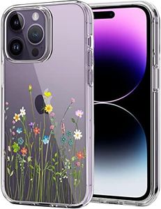 Unov Case Compatible with iPhone 14 Pro Max Case Clear with Design Embossed Floral Pattern Soft TPU Bumper Slim Protective 6.7 Inch (Flower Bouquet)