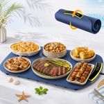 Food Warming Mat for Parties Buffet, 24 x 16 Inch Electric Warming Tray, Roll Up Food Warmer Mat with Heat Resistant Pad, 8 Temperature, 4H Timer, Child Lock for BBQ, Potluck, Patio