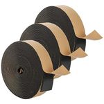 Jucoan 3 Rolls 99 Feet Pipe Wrap Insulation, 2 Inch Wide x 1/8 Inch Thick Self Adhesive Foam Insulation Tape Weatherstrip Soundproof Tape for Pipe, Window Door Seal, Air Conditioner Seal