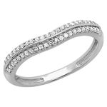 DazzlingRock Collection 0.20 Carat (ctw) 14K Round White Diamond Double Row Curved Anniversary Wedding Band 1/5 CT, White Gold, Size 6