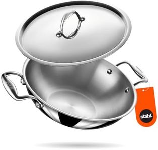 Stahl Artisan Triply 3.3 L, 26 cm Stainless Steel Kadhai with Lid,Kadai for Cooking, Stainless Steel Cookware Triply Kadai, Induction & Gas Stove Compatible