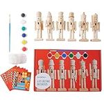 The Twiddlers - 6 Christmas Wooden Nutcracker Set, 13cm - Paint Your Own Toy Soldier with Stickers and Stick On Beards, Kids DIY Art & Craft Gift Decorations