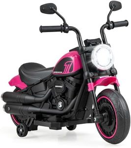 Costzon Toddler Motorcycle, 6V Battery Powered Electric Motorcycle with Detachable Training Wheels, Soft Start, Headlights & Music, Kids Motorcycle Ride on Toy for Toddlers Boys 18+ Months (Pink)