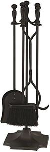 Rocky Mountain Goods (Black) - Fireplace Tool Set 31" - Shovel, Brush, Poker, Tongs, Stand - Heavy Duty Wrought Iron Tools with Decorative Finish - Ergonomic Ball Handles (Black)