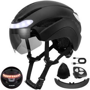 OUMURS Adult Bike Helmet,Bicycle Helmet with USB Rechargeable LED Turn Signal Lights & Magnetic Goggles Removable Visor,Cycling Helmet Adjustable for Men Women E Bike,Electric Scooter,Mountain & Road