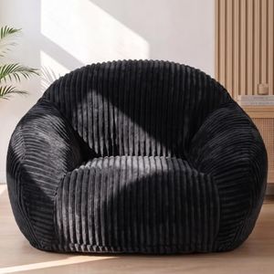 HUGHEAVEN Giant Bean Bag Chair for Adults & Kids, Comfy Big Bean Bag Couch with Armrests, Cozy Large Reading Chair with Back Support, Oversized Sofa for Bedroom, Living Room or Lounge, Black