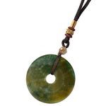 Nupuyai Indian Agate Round Crystal Stone Donut Pendant Necklace for Women, Lucky Coin Healing Stone Pendant with Adjustable Cord